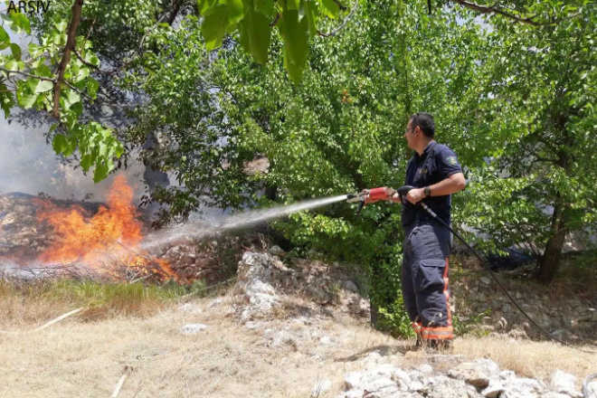 Adana'da meyve bahçesi yangını 